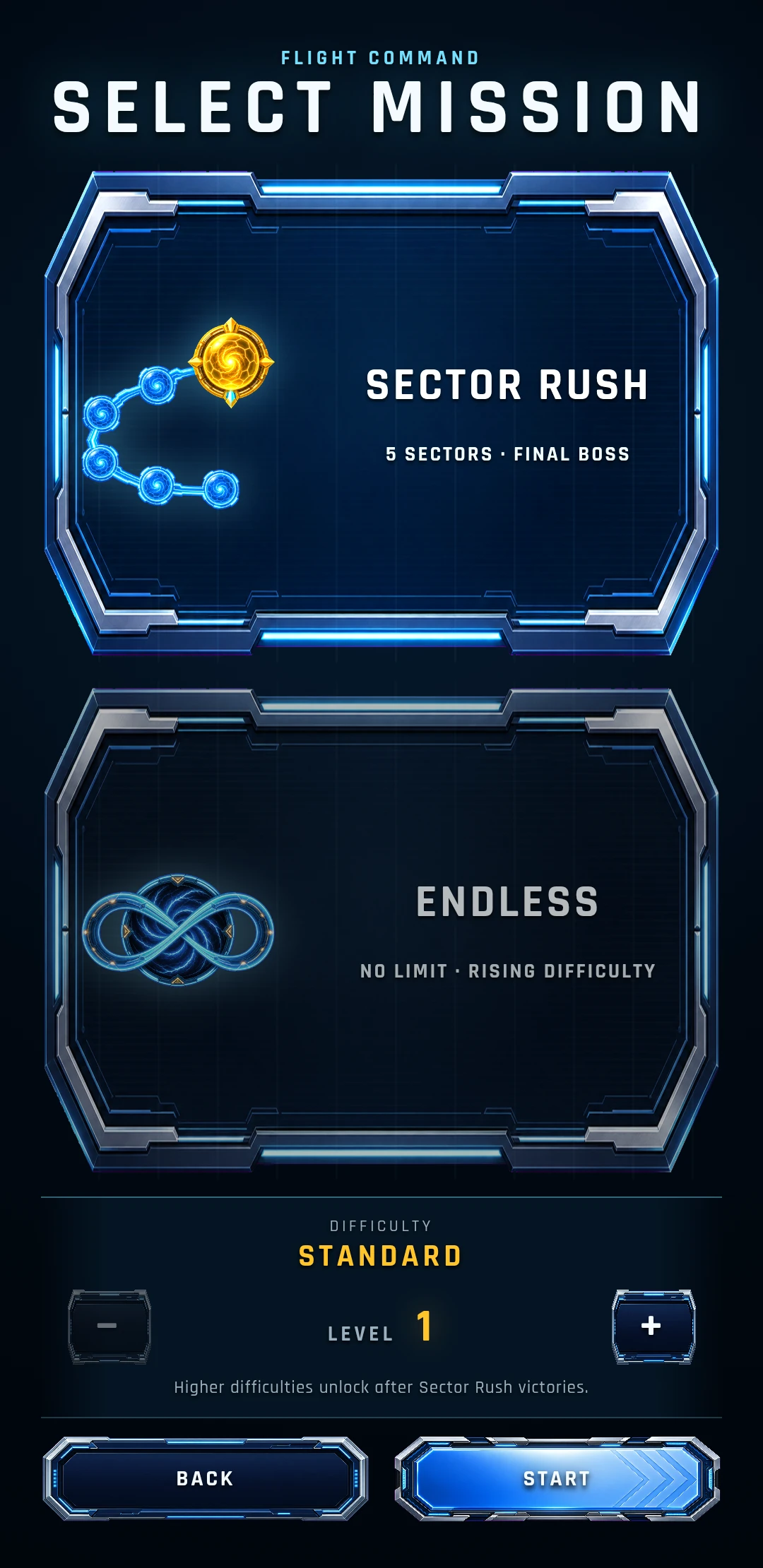 Starfang mission selection